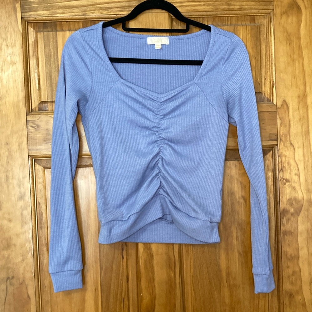 Juniors Purple Ribbed Long Sleeve